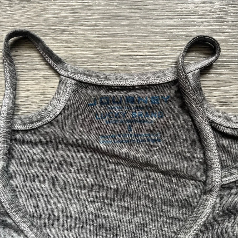 Lucky Brand Gray Graphic Journey Band Tee with Shoulder Cutouts - Picture 3 of 5